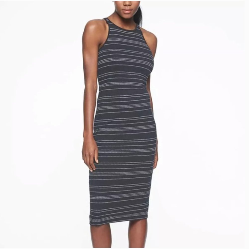 ATHLETA Sunkissed Midi Tank Dress in Broken Stripe XS